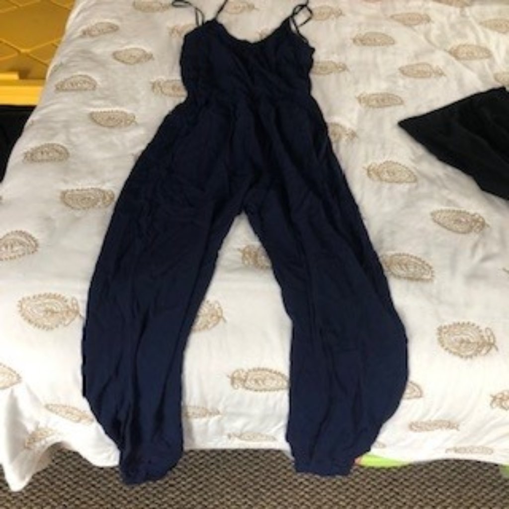 Learning To Fly Navy Blue Halter Jumpsuit